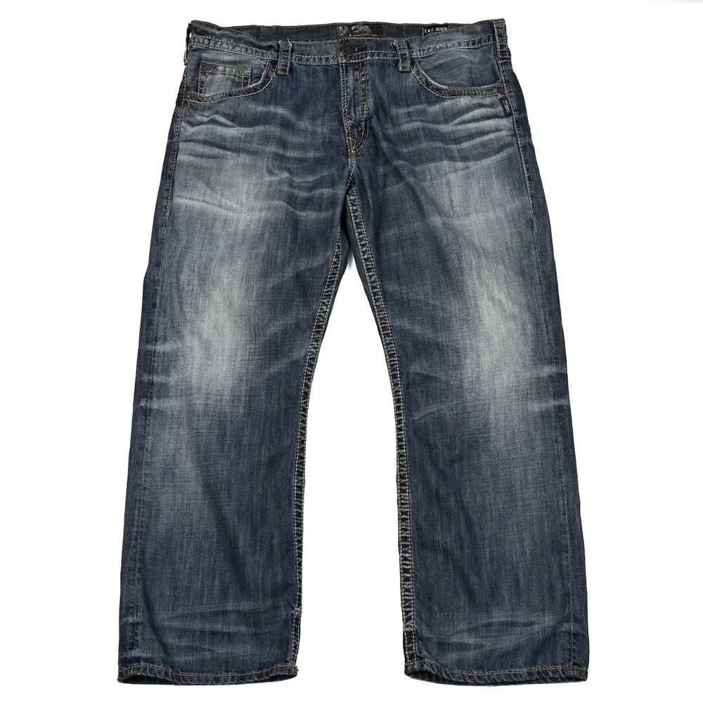 Silver Gordie Loose Relaxed Fit Jeans Mens 40x32 (42x31) Straight Leg Distressed